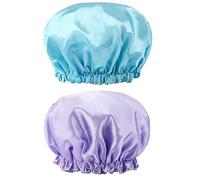 G2PLUS 2 PCS Gorro Ducha Mujer Gorros de Ducha Impermeables Gorros de Ducha Reutilizables Gorro de Baño Elástico con Doble Capa para Mujeres, Hoteles,Spas de Viaje