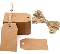 G2PLUS 200PCS Etiquetas de Papel Kraft 4x7CM - Etiquetas de Regalo Marrón Con Cuerda de Yute para Manualidades, Navidad, Cumpleaños