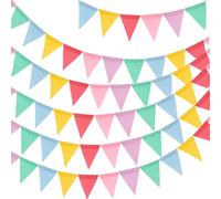 G2PLUS 20M Multicolor Bandera Guirnalda Banderas Banderines de Arpillera-5PCS 4M Banderines-60 Triangular Flags Reutilizable Vintage Arpillera Banderín Decoración para Boda Fiesta de cumpleaños