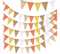 G2PLUS 20M Naranja y Amarillo Bandera Banderines de Arpillera-4x5M Banderines Yute con 60 Piezas Banderines Yute Reutilizable Vintage Arpillera Decoración para Boda Fiesta de cumpleaños