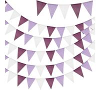 G2PLUS 20M Púrpura y Blanco Bandera Banderines de Arpillera-4x5M Banderines Yute con 60 Piezas Banderines Yute Reutilizable Vintage Arpillera Decoración para Boda Fiesta de cumpleaños