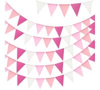 G2PLUS 20M Rosa Bandera: Banderines de Arpillera-4x5M Banderines Yute con 60 Piezas Banderines Yute Reutilizable Vintage Arpillera Decoración para Boda Fiesta de cumpleaños