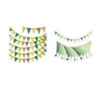 G2PLUS 20M Verde Salvia Bandera y Guirnalda de Banderines de Tela 2.8