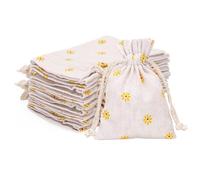 G2PLUS 20PCS Bolsas de Yute Bolsas de Lino,9x12CM petit Sachet Toile de Jute Bolsas de Regalo para Regalos,Joyas,Calendarios de Adviento,Bricolaje,bodas（Flor Amarilla）