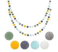 G2PLUS 2PCS Guirnalda de Pompones de Colores Cumpleaños Decoraciones Pompones de Fieltro Incluir 60 Bolas de Fieltro para Fiestas Decoración de Pared-2x2.5M