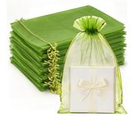 G2PLUS 50PCS Verde Salvia Bolsas de Organza 17×23CM Bolsas de Organza de Regalo con Cordón Bolsas de Regalo Bolsa de Organza Grande para Boda Favores,Festa de Festival