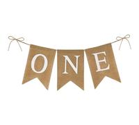 G2PLUS Banderín premontado para trona 'One' para el primer cumpleaños del bebé, guirnalda de yute Happy Birthday