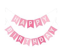 G2PLUS Banderines Happy Birthday premontados guirnaldas cumpleaños niña, guirnaldas papel cumpleaños pancarta feliz cumpleaños rosa banderines cumpleaños para fiestas de cumpleaños fiesta
