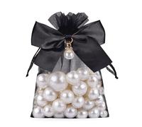G2PLUS Bolsas Organza con Perlas Negro: Bolsas Organza 10x12cm con Cordón,30 Saco para Boda, Joyas, Dulces, Detalles de Fiesta y Baby Shower