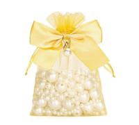 G2PLUS Bolsas Organza con Perlas Oro: Bolsas Organza 10x12cm con Cordón,30 Saco para Boda, Joyas, Dulces, Detalles de Fiesta y Baby Shower