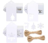 G2PLUS Etiquetas de Papel Kraft de Navidad 150PCS Etiquetas de Regalo Etiqueta de Regalo de Papel Kraft Ahuecada Etiquetas Kraft Navidad para Navidad DIY Manualidades Decoraciones
