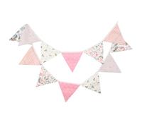 G2PLUS Guirnalda de Banderines de Tela Rosa - 3,3 m, Doble Cara, Algodón - 12 Banderines Para Habitación Infantil, Fiesta de Cumpleaños de Niñas