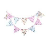 G2PLUS Guirnalda de banderines de tela rosa y azul, 3,3 m de doble cara, guirnalda de banderines de algodón para niños, 12 banderines de tela para habitación infantil, fiesta de cumpleaños o fiesta al