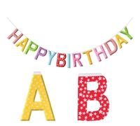 G2PLUS Guirnalda Happy Birthday Banner Patrón De Estrella De Cinco Puntas Guirnalda Feliz Cumpleaños Banner Tejidos No Tejidos Y Algodón Relleno Decoracion Fiesta De Cumpleaños