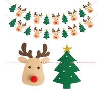 G2PLUS Guirnalda Navidad:3m Banderines de Navideña de Fieltro con Patrón Reno y Árbol de Navideña,2PCS para Navidad,Fiestas, Decoración del Hogar y Pared de Chimenea