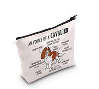 G2TUP Cavalier King Charles Spaniel Anatomy - Bolsa de maquillaje para cosméticos, color blanco, Anatomy of a Cavalier - Bolsa blanca