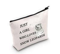 G2TUP Just A Girl Who Loves Snow Leopards - Neceser de Maquillaje para Gato Salvaje con Texto en inglés Just A Girl Who Loves Snow Leopards White