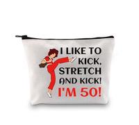 G2TUP Sally O'M Inspired Gift I Like To Kick I'm 50 - Bolsa de maquillaje divertida para amantes de la parodia, bolsa de cosméticos, regalo para fanáticos de los personajes de la serie de televisión,