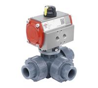 G3/4'' Taladro En T válvula de bola de 3 vías PVC doble efecto
