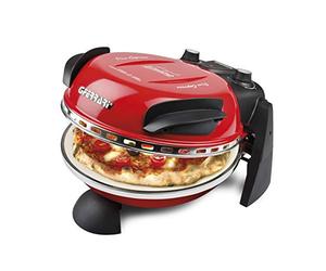 G3 Ferrari G10006 Pizza Express Delizia, Horno para Pizza 1200 W, Termostato Regulable hasta 400 °C, Pizza Crujiente en 5 Minutos, Doble Resistencia, Incluye Recetario y Palas, Rojo