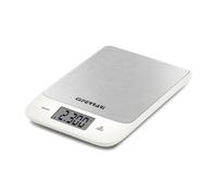 G3 Ferrari G20168 - Báscula de cocina "Stefy", plato inoxidable, grosor 17 mm, pantalla grande, medida 1 g/5 kg, indicador de error y de agotamiento de pilas, color blanco