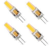 G4 12V LED bombillas, 6W equivalente a 60W AC DC 12V, ahorro de energía y vida útil, silicona de bombilla LED de bi-pin para debajo de la luz del puck del gabinete(paquete de 4)(Fresco blanco)