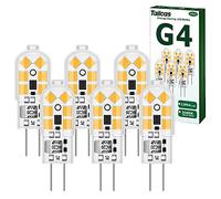 G4 LED Bombilla 12V, 1,2W LED Bulbo Equivalente Halógeno Bi Pin G4 10W, Blanco Calido 3000K, Sin Parpadeo, 120LM No-Regulable, Ahorro de Energía, Pack de 6 [Clase de eficiencia energética A++]