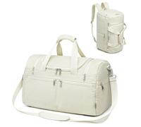 G4Free Bolsa de gimnasio grande de 45 L para mujer con compartimentos con múltiples cremalleras, beige, (45L) UK