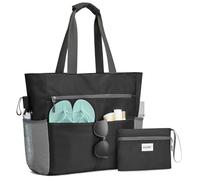 G4Free Bolsa de playa, impermeable, a prueba de arena, gran capacidad, plegable para mujer, Negro, 50L US