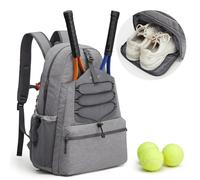 G4Free Bolsa de Tenis, Mochila de Tenis para Mujeres y Hombres, Bolsa Grande de Pickleball, Capacidad para 4 Raquetas con Compartimento para Zapatos, Gris, L, Mochila Informal