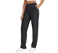 G4Free Pantalones de pierna ancha para mujer, pantalones de trabajo de yoga con bolsillos, pantalones de vestir de cintura alta, pantalones sueltos, pantalones de oficina de pierna recta, Negro -,