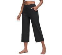 G4Free, Pantalones de Vestir de Pierna Ancha para Yoga, Pantalones Capri de Entrenamiento para Mujer, Pantalones de Trabajo Informales Cruzados de Cintura Alta con Bolsillos