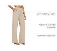 G4Free Pantalones de yoga para mujer, cintura alta, pantalones de vestir con 4 bolsillos, elegantes, elásticos, pierna ancha, pantalones de trabajo, control de abdomen, pantalones rectos sueltos