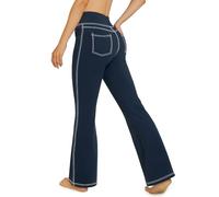 G4Free Pantalones de Yoga para Mujer Estilo de Pantalones Vaqueros Pantalones Deportivos de Trabajo de Cintura Alta Bootcut con Bolsillos