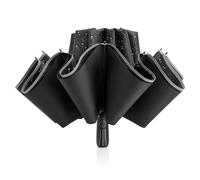 G4Free Paraguas invertido grande de doble capa de 54 pulgadas, 12 varillas, compacto, resistente al viento, plegable, automático, con tira reflectante para lluvia, Negro, 137,16 cm, Moderno