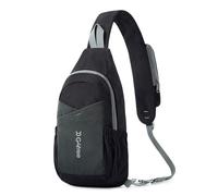 G4Free Pequeña bandolera ligera mochila bandolera para mujer, hombre, deporte y exterior, Negro , Bolsillo en el pecho