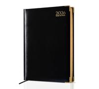 G4GADGET Agenda 2026 A4 con vista semanal, color negro, planificador semanal con vacaciones e información internacional del Reino Unido, agenda académica para oficina, profesores y estudiantes