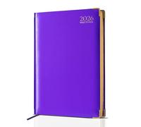 G4GADGET Agenda 2026 tamaño A5 con vista semanal, color morado, agenda semanal compacta con días festivos e información global del Reino Unido, organizador de tapa dura para estudiantes, profesores y