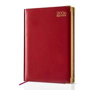 G4GADGET Agenda 2026 tamaño A5 con vista semanal, color rojo, agenda semanal compacta con días festivos e información global del Reino Unido, organizador de tapa dura para estudiantes, profesores y