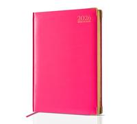 G4GADGET Agenda 2026 tamaño A5 con vista semanal, color rosa, agenda semanal compacta con días festivos e información global del Reino Unido, organizador de tapa dura para mujeres, estudiantes y