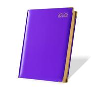 G4GADGET Agenda 2026 tamaño A5 día por página, color morado, agenda diaria compacta con días festivos e información global, elegante organizador de tapa dura para estudiantes, profesores y