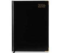 G4GADGET Agenda 2026 tamaño A5 con vista semanal, color negro, planificador semanal compacto con vacaciones del Reino Unido e información global, organizador de tapa dura para profesores, estudiantes