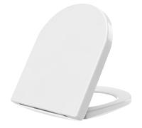 G4GADGET Asiento de inodoro blanco de cierre suave, liberación rápida y fácil fijación superior, asiento de inodoro en forma de D con cierre silencioso, diseño cómodo y duradero, fácil de limpiar