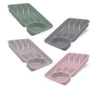 G4GADGET Bandeja organizadora de cubiertos de 5 compartimentos, color aleatorio, plástico duradero, soporte antideslizante para utensilios de cocina