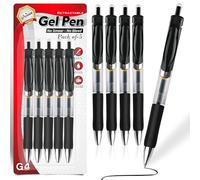 G4GADGET Bolígrafos de gel retráctiles de tinta negra, paquete de 5 unidades, 0,7 mm, escritura suave, sin manchas, sin sangrado, para oficina, escuela y diario