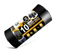 G4GADGET Bolsas de basura resistentes de 70 litros (paquete de 10) - fuertes y duraderas, bolsas de basura negras, resistentes a fugas, perfectas para el hogar, oficina, jardín y uso comercial