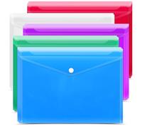 G4GADGET Carteras de plástico A4, paquete de 15 carpetas de documentos transparentes y de colores, carpetas de plástico A4, impermeables, para papeleo, escuela, oficina, almacenamiento