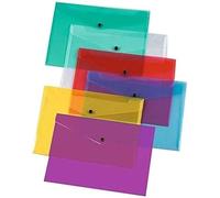 G4GADGET Carteras de plástico para documentos A5 con broche, paquete de 5 unidades, colores surtidos, impermeables, duraderas y transparentes, carpetas de archivos A5 para escuela, oficina, hogar y