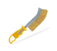 G4GADGET Cepillo de alambre de latón con mango amarillo, cepillo de alambre ondulado de uso general para eliminación de óxido y preparación de superficies