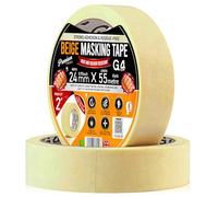 G4GADGET Cinta de enmascarar para pintar (2 unidades) - Cinta decorativa de pintor de 24 mm x 55 m, cinta adhesiva de papel crepé de baja adherencia, eliminación limpia, sin residuos para paredes